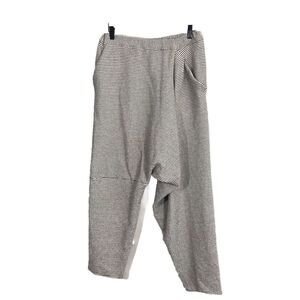 Anntian Harem Pants Women M Striped‎ Lagenlook Blue White Elastic Waist Pull on